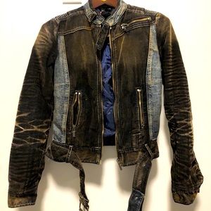 Diesel Motorcycle Jacket Denim And Corduroy - M
